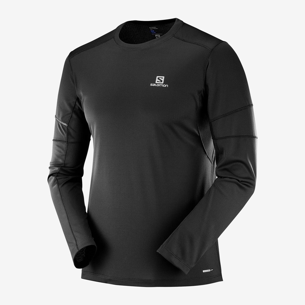 Salomon AGILE LS M Tops Hombre - Negras - Colombia (50193-HSJD)